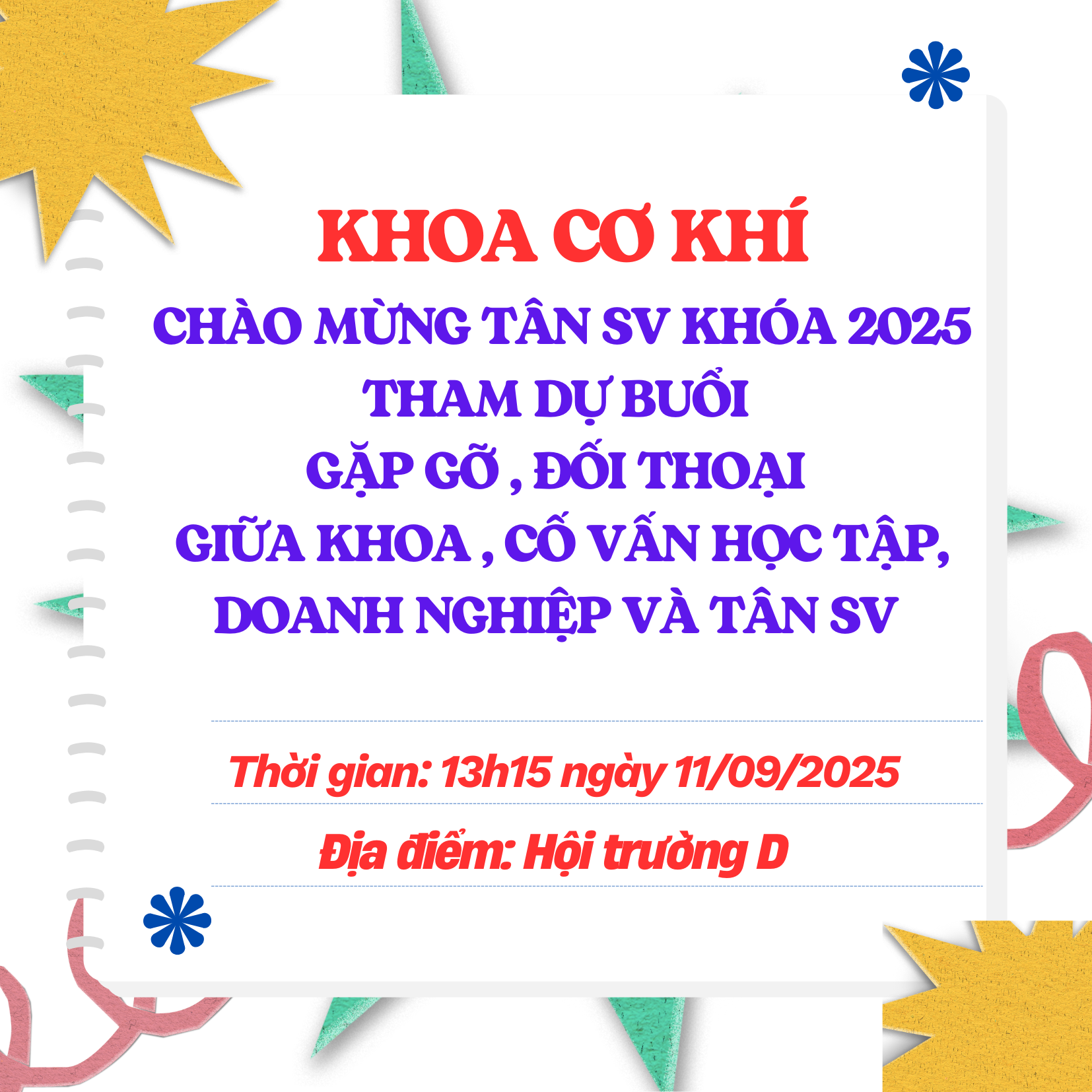 KHOA CƠ KHÍ GẶP GỠ, ĐỐI THOẠI VỚI TÂN SINH VIÊN KHÓA 2025